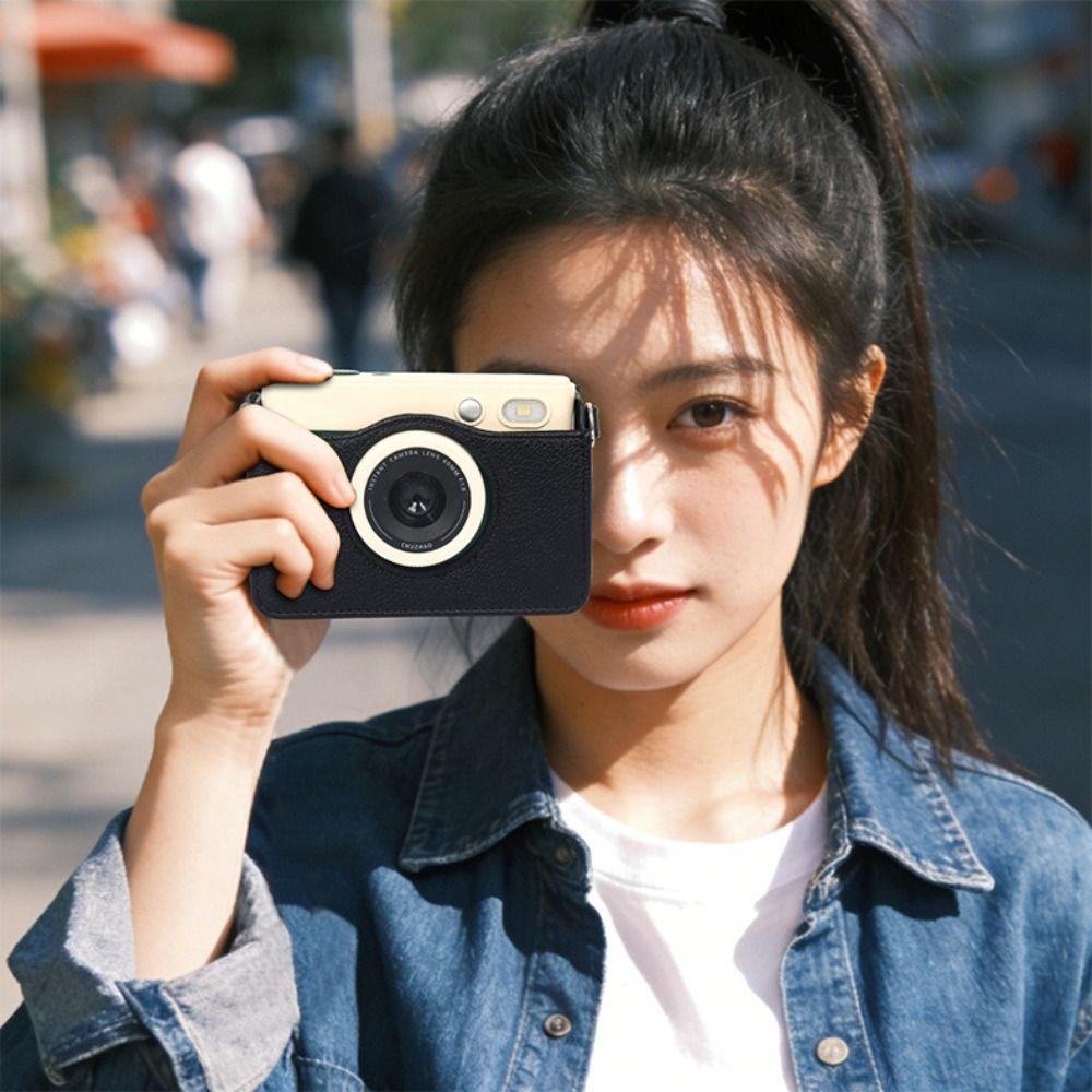 PU Leather Instant Camera Storage Bag Anti Scratch Crossbody Shoulder Bag for CHUZHAO D1pro Travel