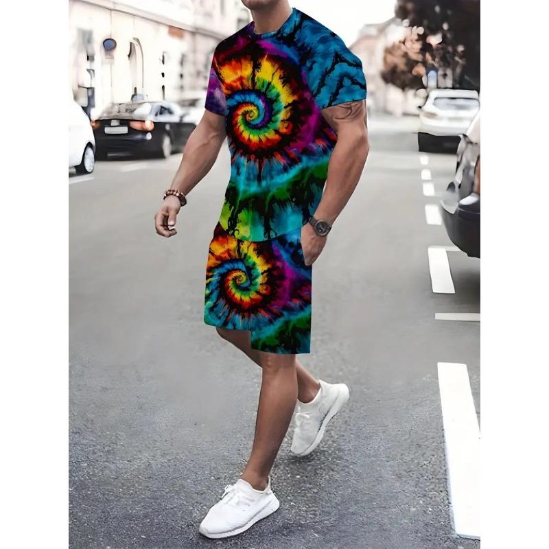 New Hawaiian Men's Beach T-shirt Shorts 2-piece Set Coconut Print Short Sleeve and Shorts Clothing Summer Holiday Men's Clothing