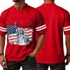 Mens V Neck Short Sleeve Jersey Style T Shirt with States 250th Anniversary Print and Flag Graphic