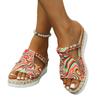 Fashion Rainbow Graffiti Wedge Heels Sandals for Women Summer 2025 Peep Toe Platform Sandals Woman Buckle Strap Thick Bottom Beach Shoes
