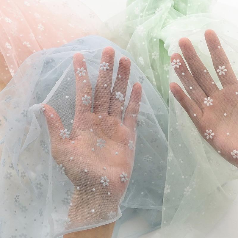 150x100cm/200cm Snowflake Flocked Mesh Fabric For Dresses,Women's Clothing Decoration, Window Screens Handmade DIY Fabric TJ5103