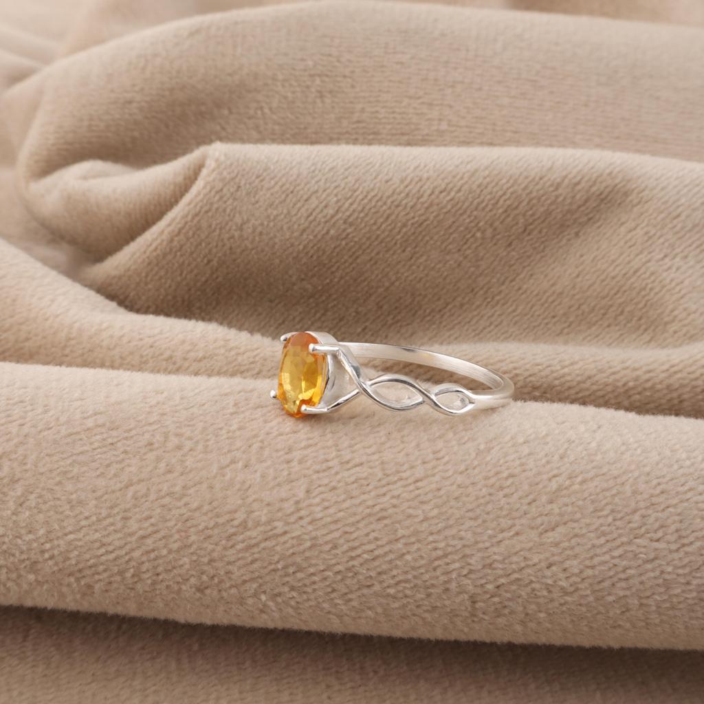 Natural Citrine Gemstone 925 Sterling Silver Jewelry Pretty Ring For Your Love CZR-16-2