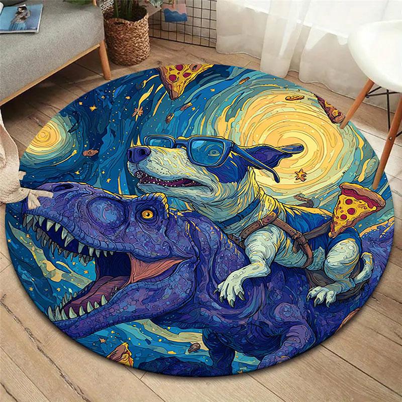 

Cartoon dragon patternRound Area Rug,Carpet Rug for Living Room Bedroom Sofa Playroom Decor,Non-slip Floor Mat 80cmx80cm