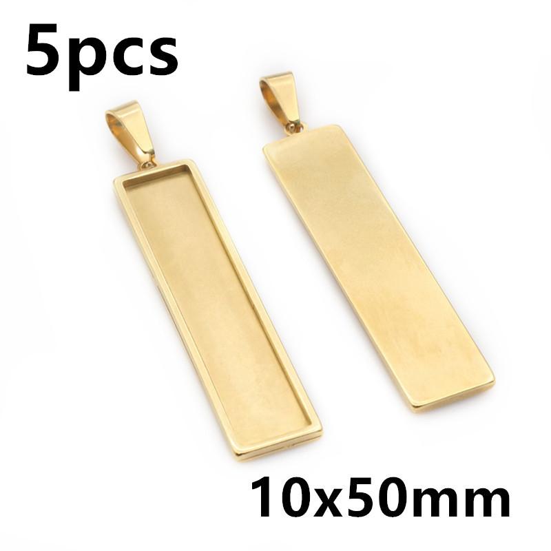 5-10pcs Rectangle Pendant Cabochon Base Blank Setting Tray Stainless Steel DIY Jewelry Making Accessories for Necklace Earrings
