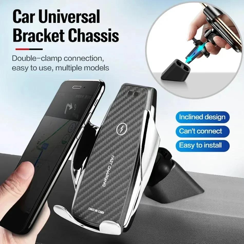 Universal Car Charger Chasis Bracket Double Clamp Connection Mobile Phone Holder Base Dashboard Mount Air Outlet Clip GPS Use