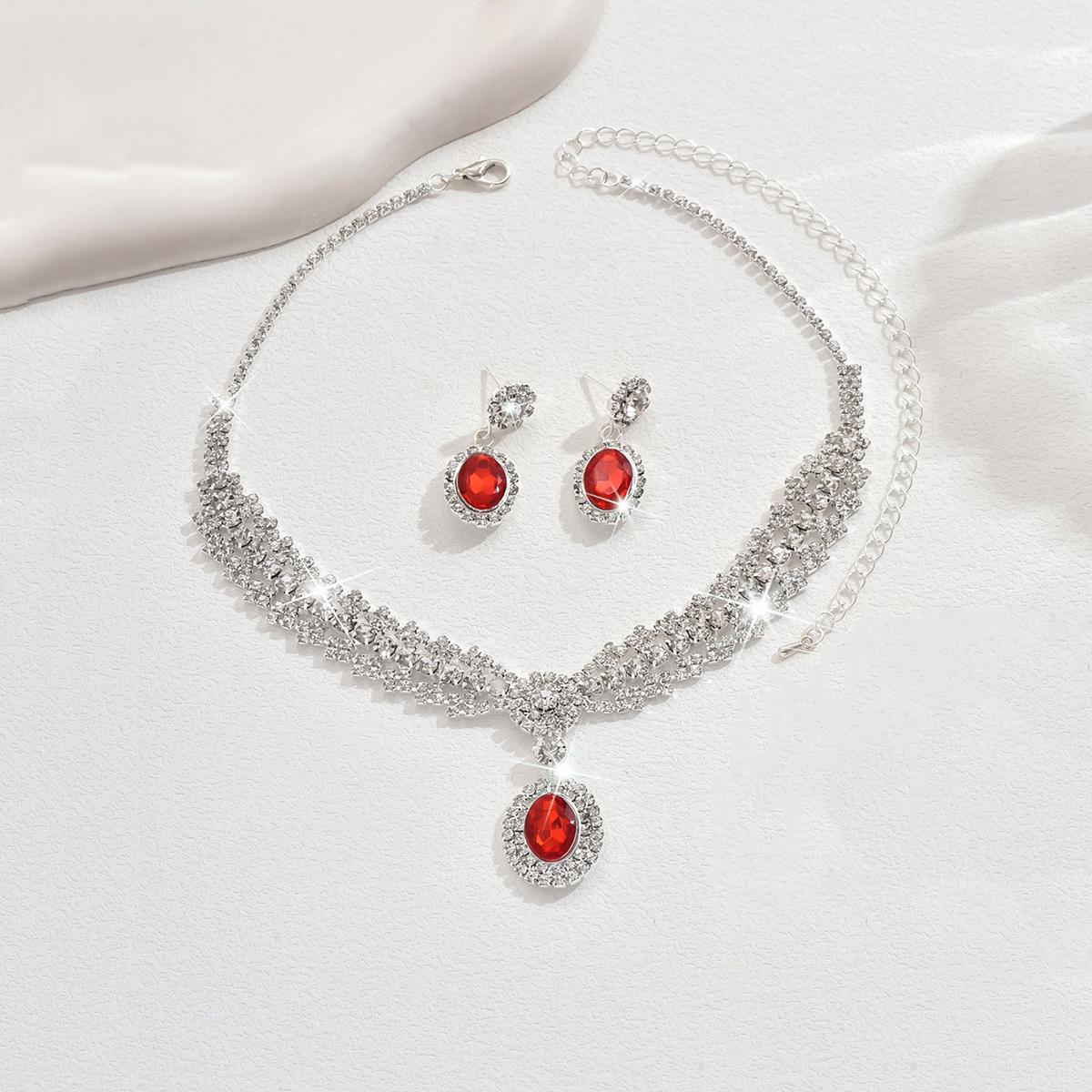 

3/4pcs Bohemian Palace Style Colored Zircon Inlaid Women s Necklace Earrings Bracelet Set Party Banquet Dress with Accessories 49cm