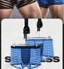 Men's Ice Silk Breathable Boxer Briefs: Antibacterial, Lightweight, Striped Summer Underwear.