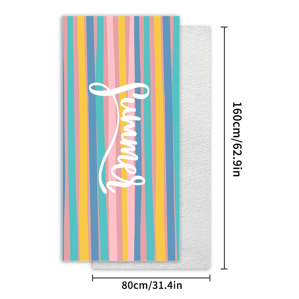 Summer Striped Beach Towel Microfiber Absorbent Soft Bath Shower Towels Quick-drying for Adults Bathroom Spa Swim 80x160cm