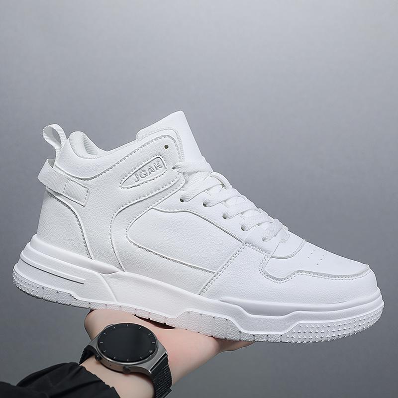

Men s Plus Size 39-50 Leather Sports Shoes Fashionable and Versatile Trendy Men s Skateboarding Shoes 42 білий