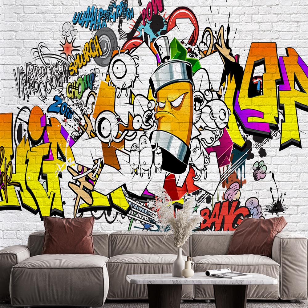Graffiti Nástěnné malby Street Graffiti Tapeta Nástěnná dekorace Ložnice Obývací pokoj Nástěnná malba Módní styl Graffiti Tapeta