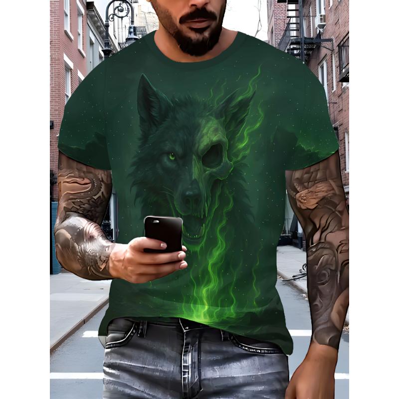 Modna męska koszulka z krótkim rękawem i okrągłym dekoltem z nadrukiem 3D, rozmiary plus, letnie casualowe T-shirty