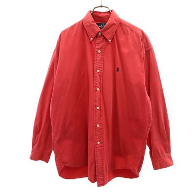 90s Old Long Sleeve Button Down Shirt L Red Men's Used