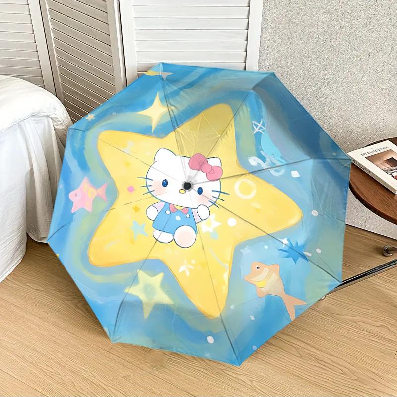 1pc Hello Kitty, Starfish Automatic Open/Close Umbrella, Lightweight Design for Everyone,Durable Canopy yy251014082