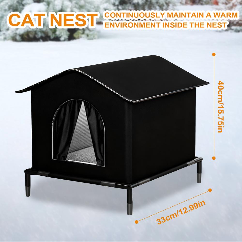 Winter Outdoor Cat House Insulated Waterproof Elevated Warm Bed Shelter for Stray Cats Kittens Small Animals Patio Garden Use