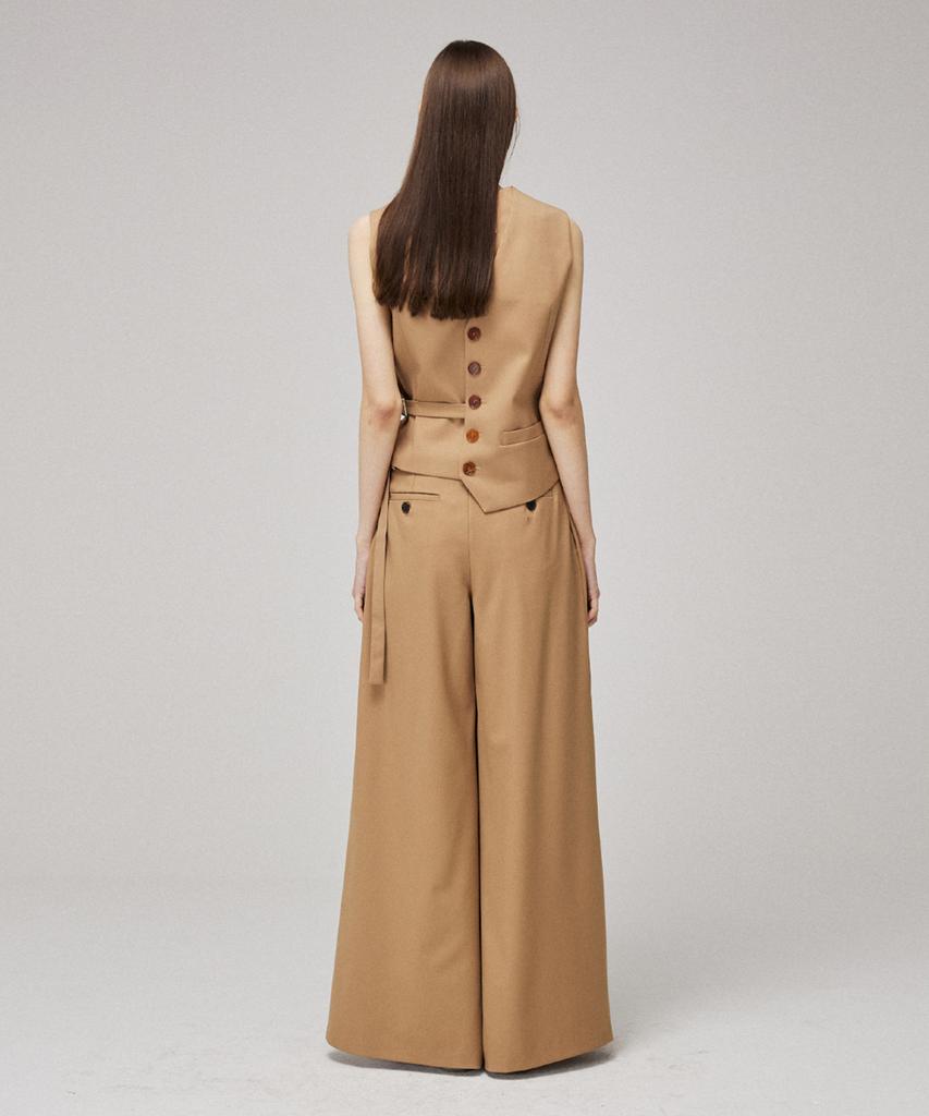 Meuameu Signature Unbalance Pin Tuck Flare Slacks