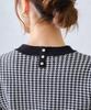Mishmash Feminine Knit Sweater with Long Sleeves and Simple Houndstooth Women's Brooch, Pattern, Black/White