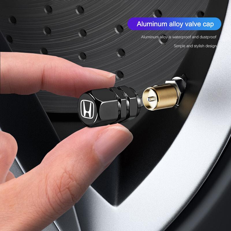 kymcz10 4Pcs Car Tire Valve Cover Aluminum Alloy Wheel Valve Caps For Honda Civic Accord Crosstour Spirior Odyssey Avancier UR-V Sienna