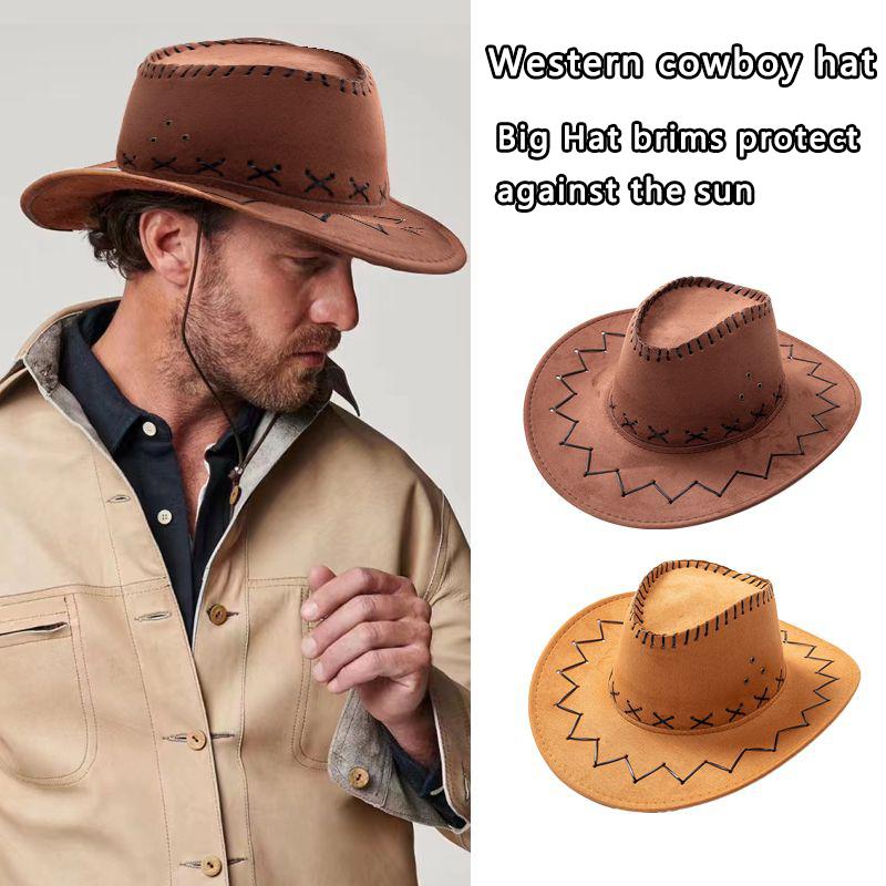 Men Cowboy Hat Simple and Fashionable European Retro Western Cowboy Hat, Suitable for Outdoor Travel, Beach Play Sun Shade Hat.