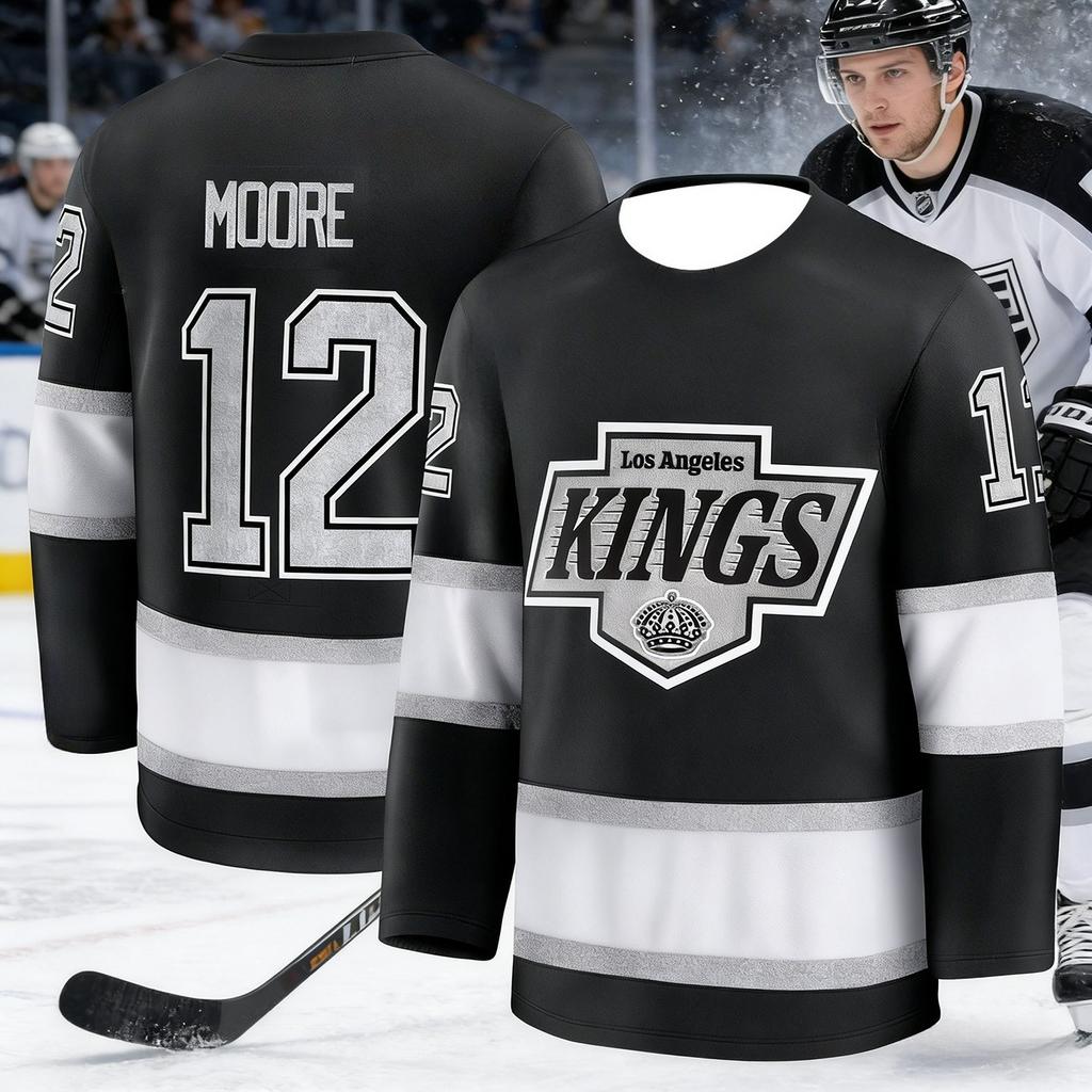 2026 Nuova Maglia da Allenamento King Team Hockey su Ghiaccio da Uomo con Stampa 3D, Bianca, Traspirante e Asciugatura Rapida, Maniche Lunghe, Bambini