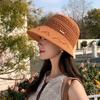 Hollow Woven Bucket Hat Women'S Summer Sunscreen Sun Hat Show Small Face Travel Beach Basin Hat Fashion
