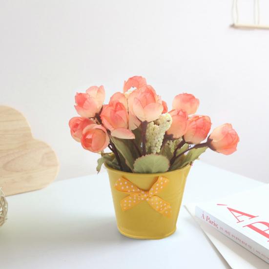 

Имитация цветка розы, яркие цвета, многоцелевой макет сцены, полезный искусственный цветок в горшке, бонсай, декор для спальни, товары для вечеринок светло-розовый