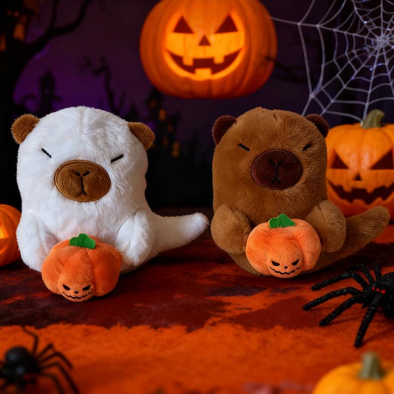 Peluche Capibara Fantasma Zucca 19cm Decorazioni Squisite per Feste di Halloween Prodotti Kawaii Compagno per Dormire Regali per Amici