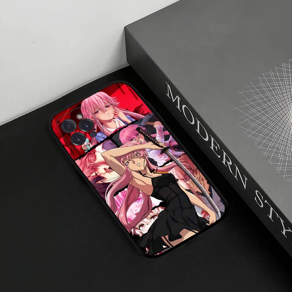 Future Diary Gasai Yuno Black Silicone Phone Case For Iphone 17 Air 16 15 14 13 12 11 Pro Max Plus Back TPU