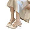 French Pointed Toe Low Heel Shoes Celebrity Back Empty Single Shoes 2025 Summer New Fashion and Versatile Fairy Leather Shoes