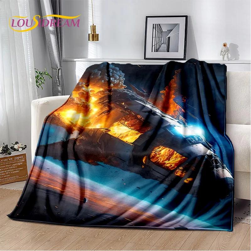 Spaceship  Spacecraft Universe UFO Blanket,Flannel Soft Throw Blanket for Home Bedroom Bed Sofa Picnic Office Hiking Kids Cover