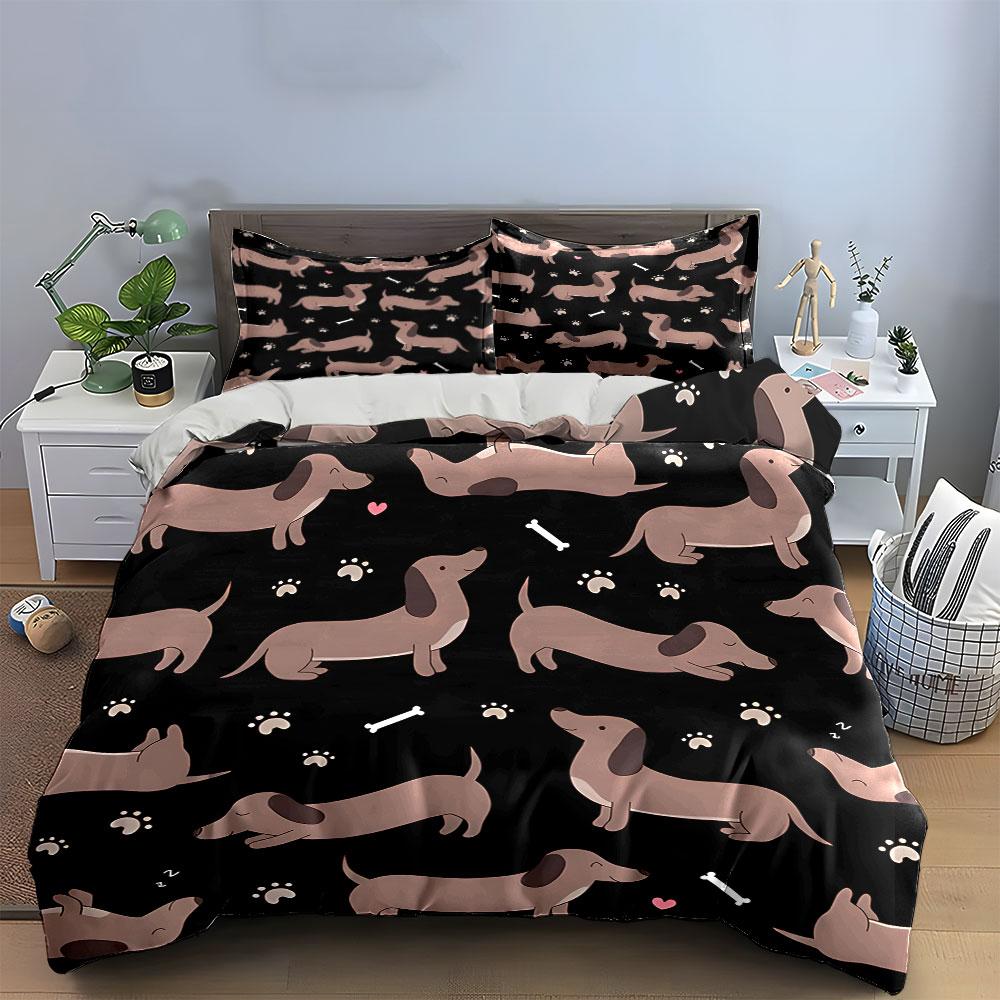 Whimsical Dachshund Parade. Bedding Sets Duvet Covers Pillowcases(1* Duvet Cover 2* Pillowcases Without Duvet Insert)