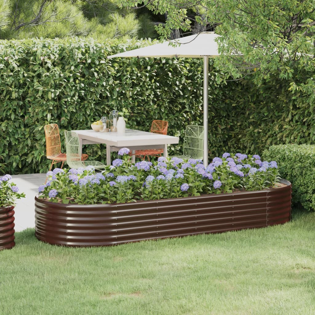 Vidaxl Raised Planter, Powder-Coated Steel 249X100X36 Cm, Brown