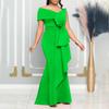 European American Women's Clothing Fashionable Tube Top Oblique Collar Sexy Slim Evening Dress African