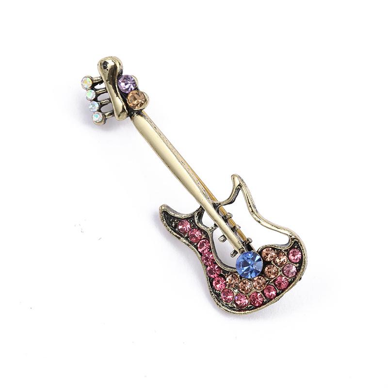 Mini Violin Musical Instrument High End Exquisite Craftsmanship Pin Brooch Rhinestone Bass Retro Pins Clothing AccessoriesRetro Jewelry