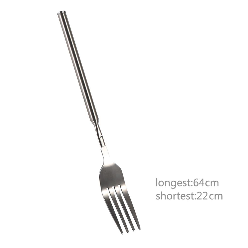 BBQ Fork BBQ Telescopic Extendable Dinner Fruit Dessert  Handle Fork Stainless Steel Cutlery Telescopic Fork Extendable Fork