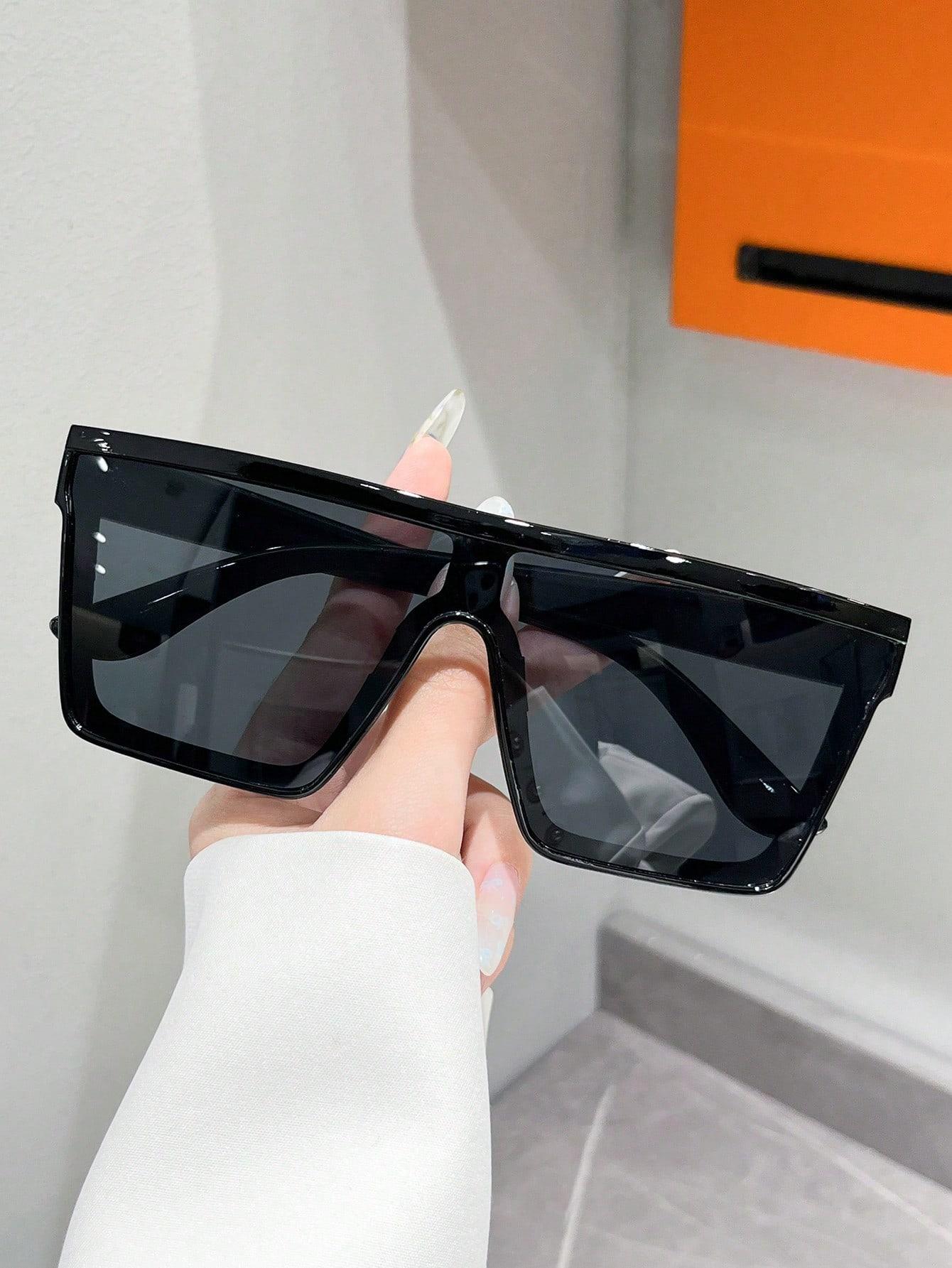 

1PC Oversized Pilot Frame Fashion Glasses Face Slimming Daily Wear Photography Styling Driving Large Integrated Pilot Glasses чёрный