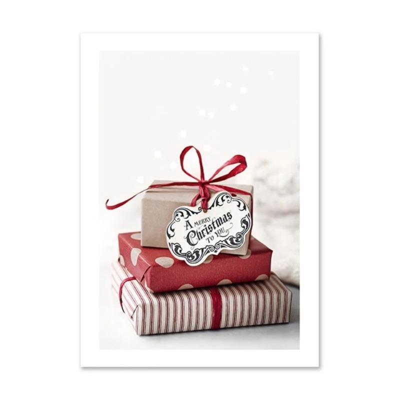 Christmas Deer Snowscape Canvas Poster Art Prints Hazelnut Wood Wall Paintings Christmas Wall Posters Living Room Decor Gift