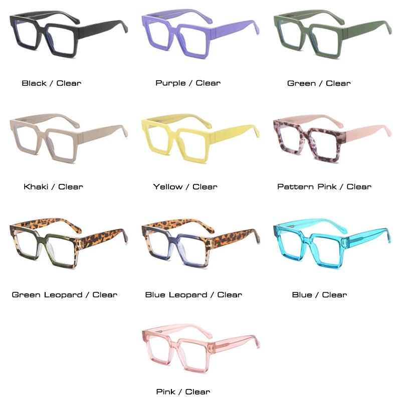 SHAUNA Fashion Square Candy Color Brillengestell Damen Federscharnier Anti Blaulicht Optische Brille Herren Leopard Retro Rahmen
