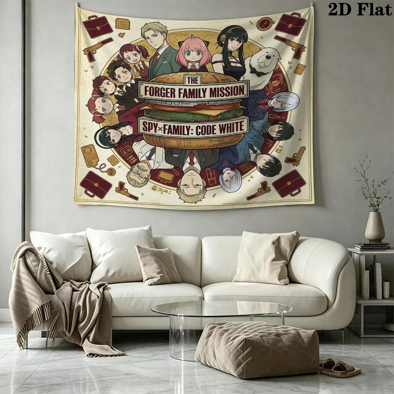 Spy Family Wall Tapestry Aesthetic Wall Hanging Printed Fabric Blanket Decorative Tapestries For Bedroom Living Room Home Decor