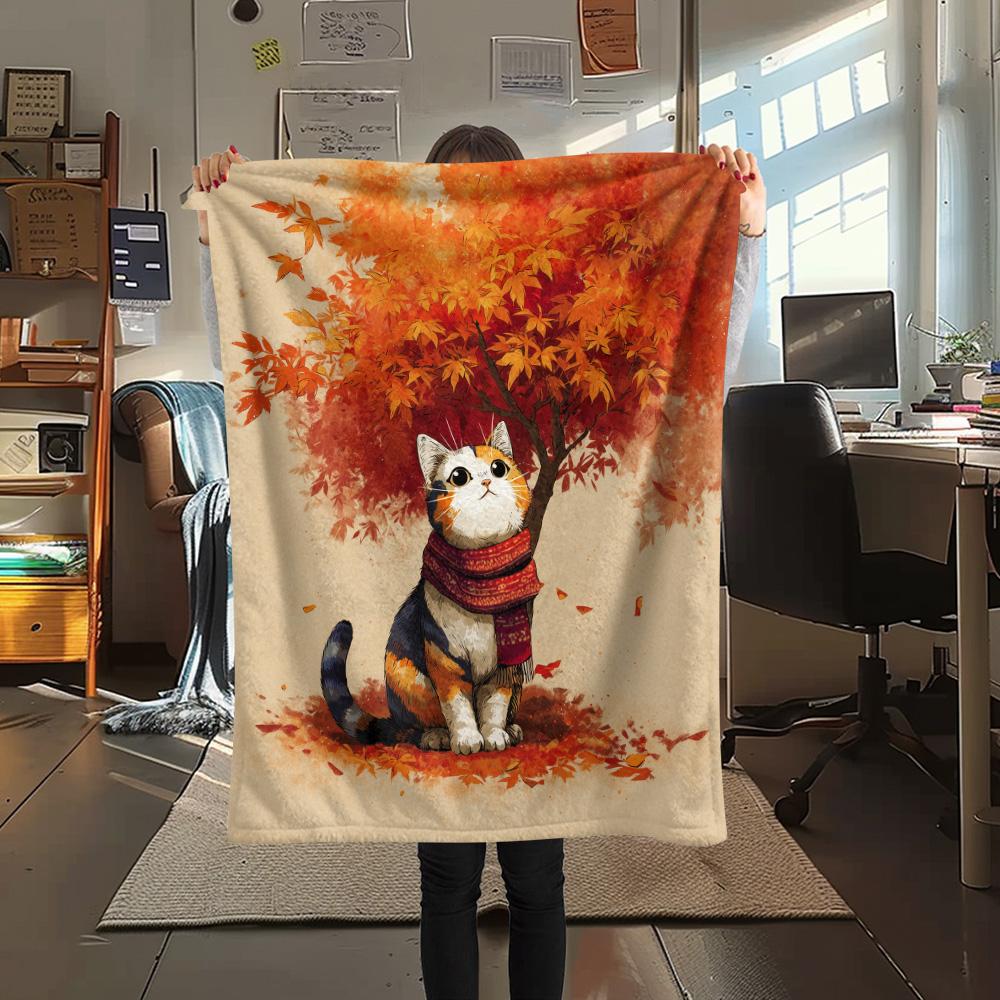 Cute Cats Print Flannel Blanket, High Quality Comfortable for All Seasons, Home Decor, Warmth and Comfort