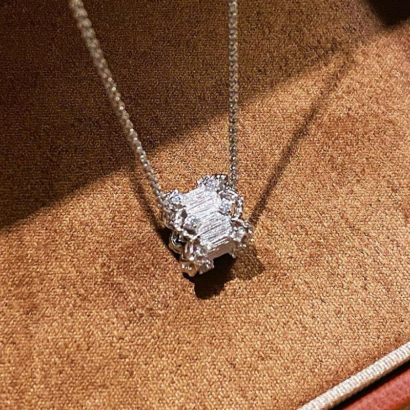 Neuer Vintage 100% Reiner 925 Sterling Silber Anhänger Pavé AAA Zirkonia Mattierte Spitze Halsketten Für Frauen Hochzeits Schmuck