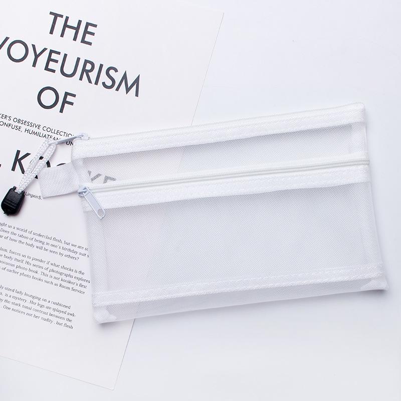 

Прозрачная сетчатая сумка-органайзер формата А4 с двойным слоем из нейлона: Органайзер для документов, карандашей, косметики и игрушек A4 белый