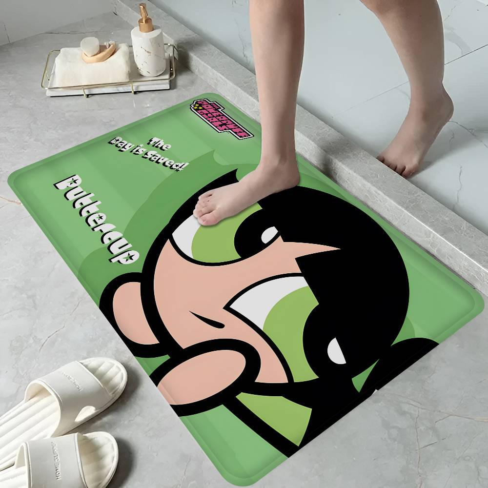 Cartoon P-Powerpuff G-Girl Niedliche Fußmatte INS Stil Weicher Schlafzimmerboden Haus Waschküchenmatte Rutschfeste Haushalts Teppiche