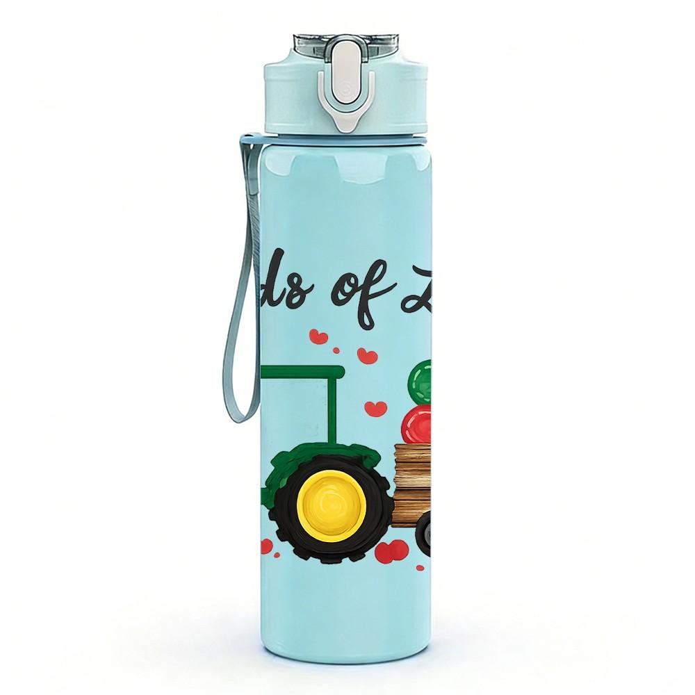 1PC Tractor Farm Harvest Scene 750ml Color Plastic Sports Water Bottle Leakproof Flip Straw Lid Suitable for Sports Office Home Use