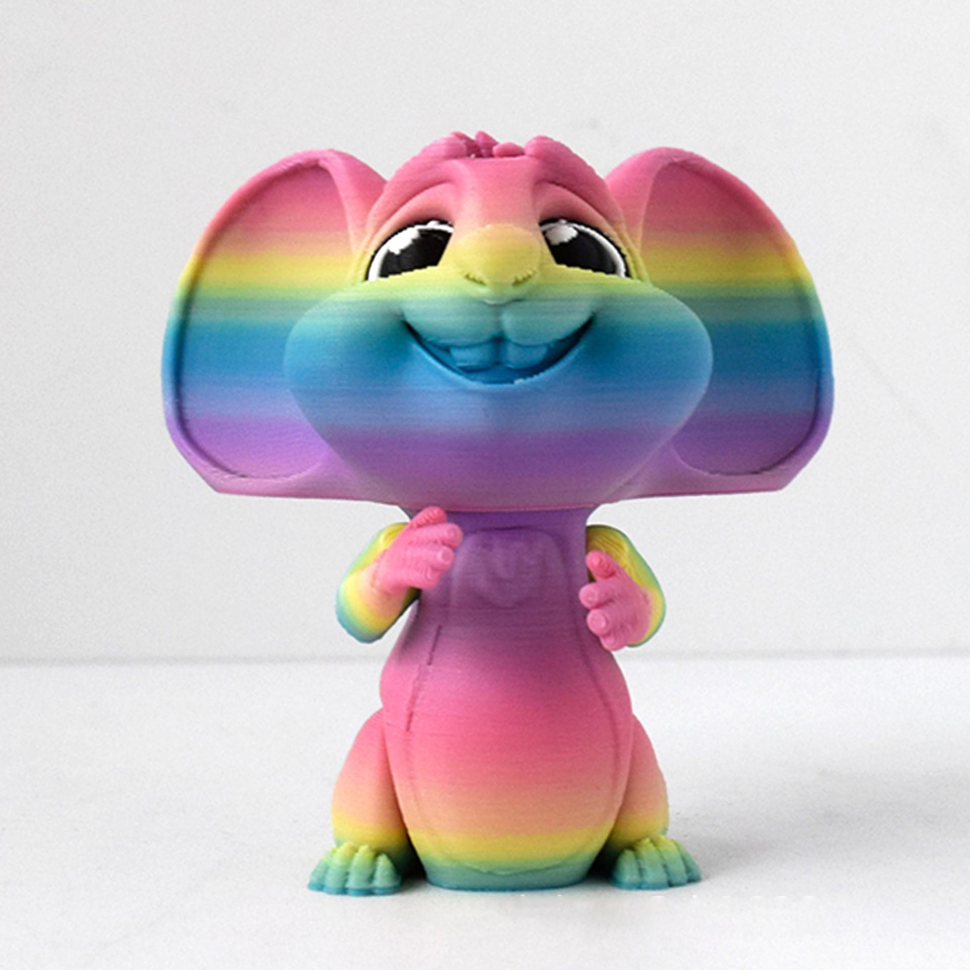 

Rainbow Happy Small Mouse 3D Printed Toys Joints Movable Simulation Colourful Mouse Pet Toy Model Home Office Decor Holiday Gift