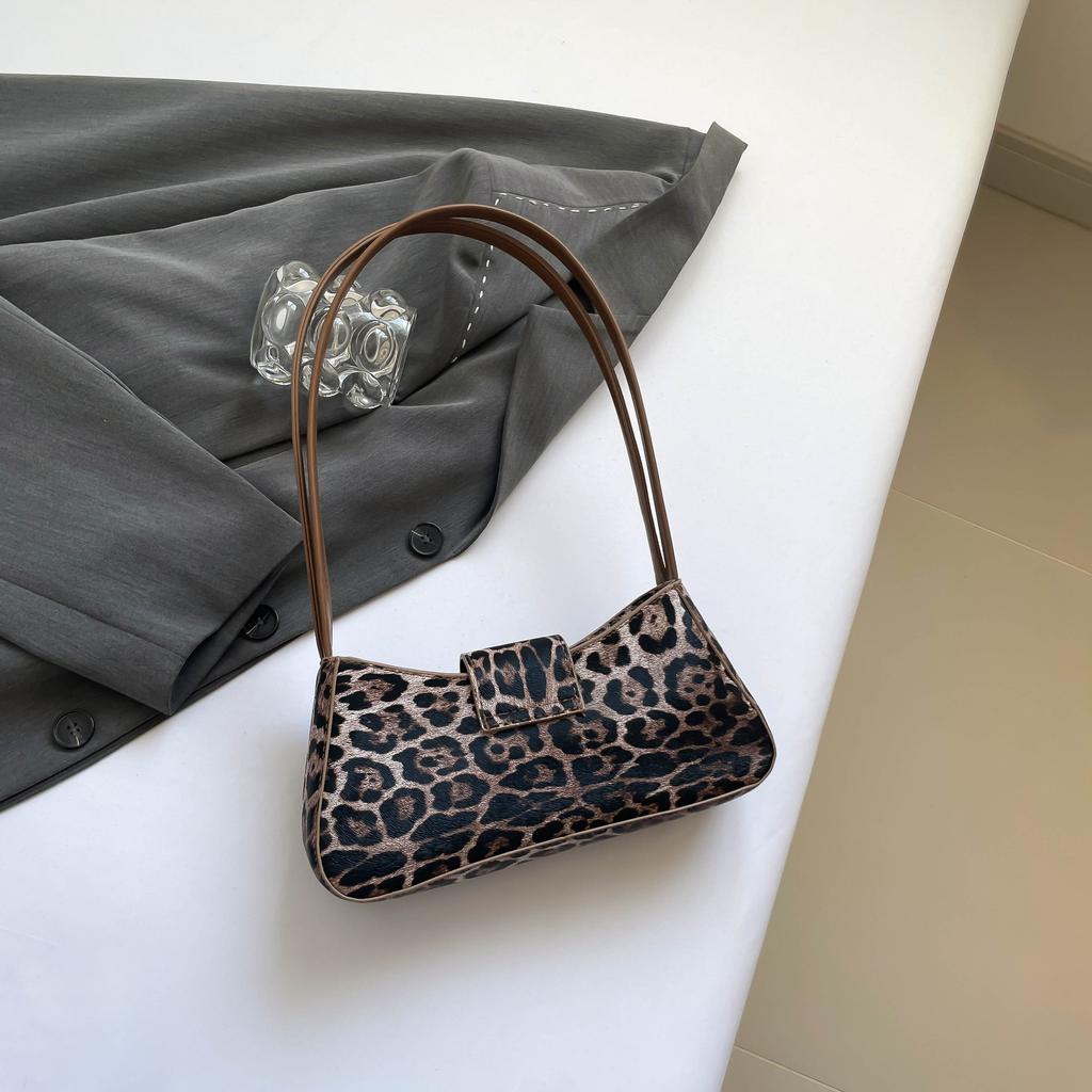 Leopard-print retro-chic handbag lady's casual high-end bow cross-commuter shoulder bag