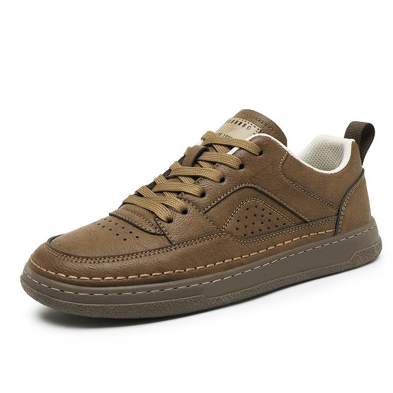 

Мода Новая Классическая Мужская Обувь Удобная Летняя Кожаная Обувь Универсальная Повседневная Спортивная Обувь Уличная Мужская Обувь для Скейтборда Кроссовки 44 светло-коричневого