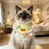 Pet Bib Adjustable Elastic Cord Cat Bandana with Cartoon Pattern Printed Breathable Cat Collar for Small to Medium Pets