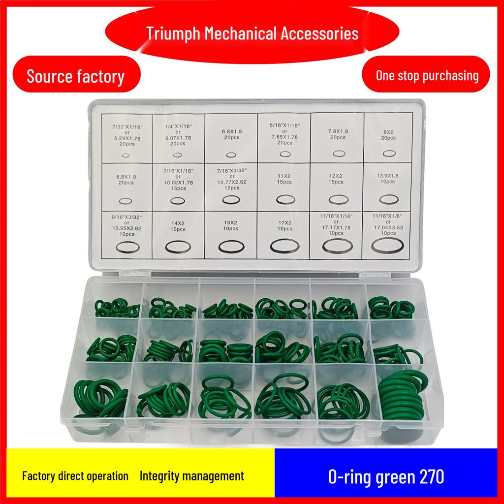 270-Piece Green O-Ring Set & 225-Piece Purple O-Ring Set for Car AC Repair - Waterproof