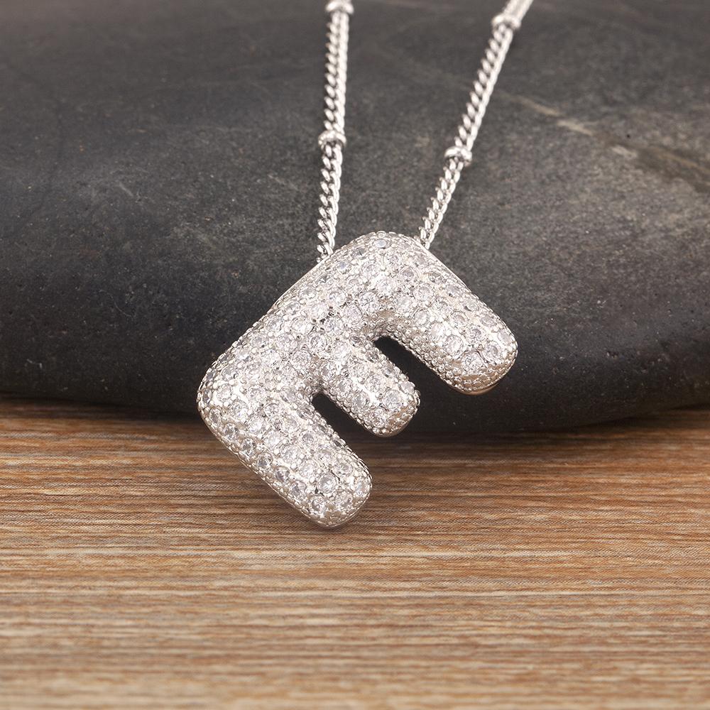 Nidin Vânzare Fierbinte Pavé Cristal Zircon A-Z Litere Colier cu Pandantiv Inițialele Numelor Cuplurilor Alfabet Bijuterii Cadou Fin