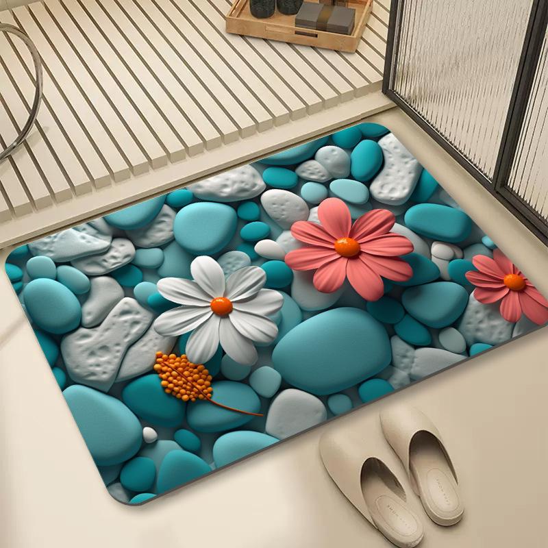 

Коврик для двери в китайском стиле из гипсового зерна и цветов, свежий коврик для двери в ванную, впитывающий коврик для двери в виде маленького цветка для дома 30*40cm